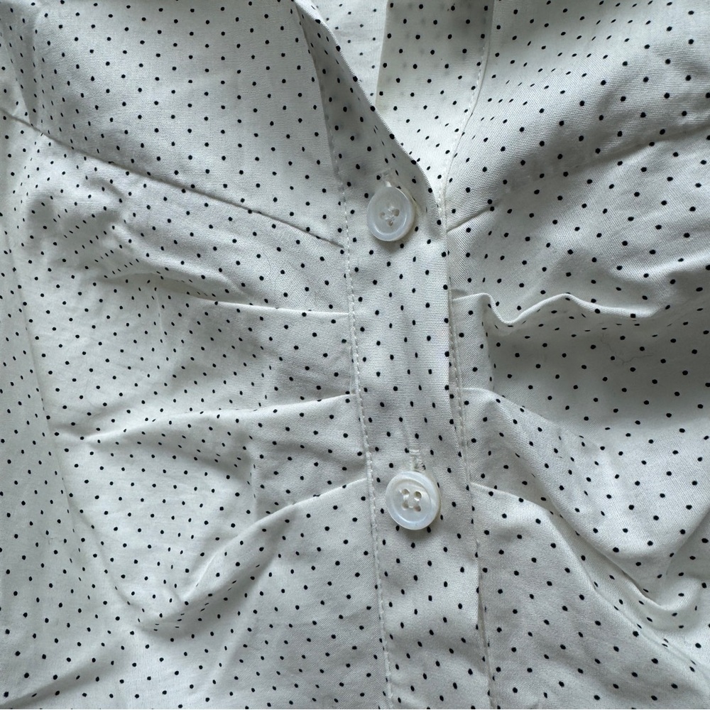 Veronica Beard Candice Pouf Sleeve Buttondown Shirt Polka Dot Print White Black - Picture 12 of 12